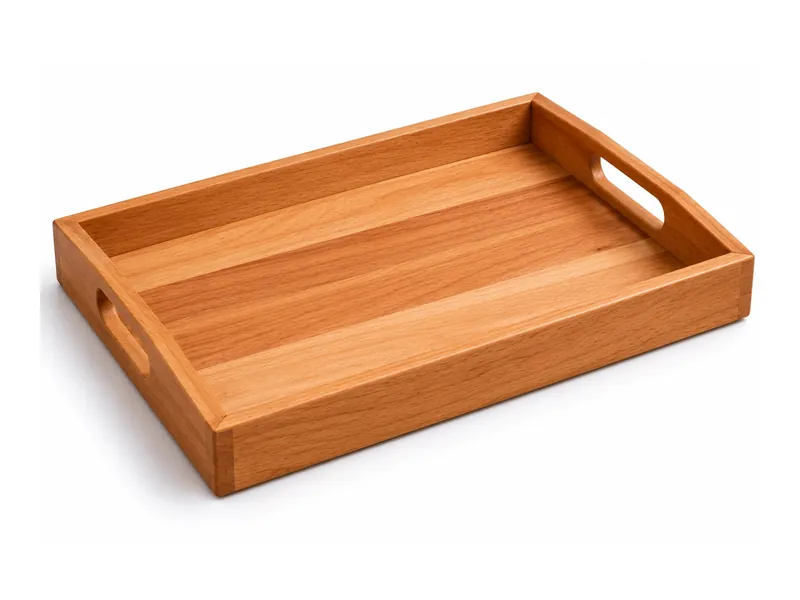 Wooden serving tray with handles