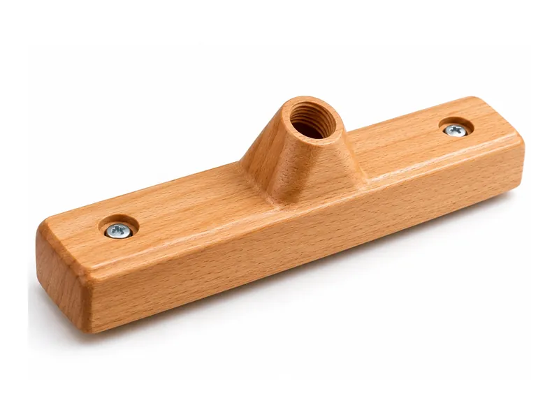 Wooden mop head block with threaded socket