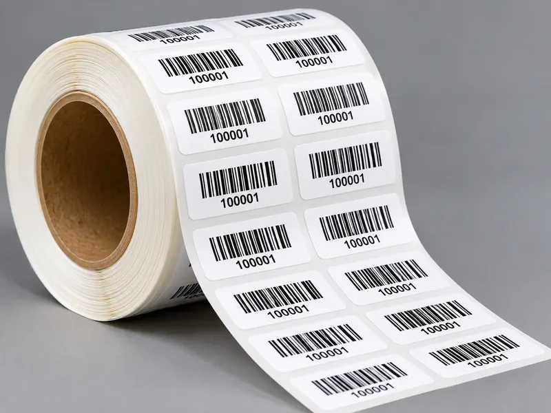 Two-across roll of barcode labels