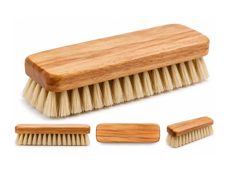 Wooden scrub brush with natural-colour bristles
