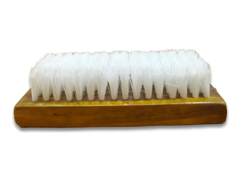 Wooden hand scrubber with white bristles